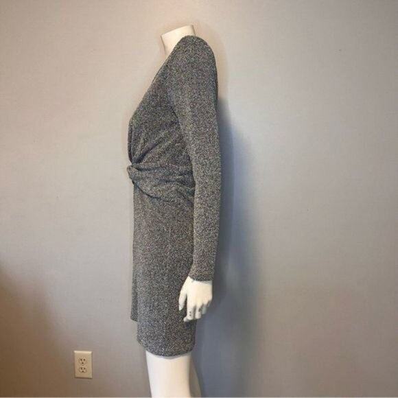 NWT Zara Mini Silver Dress With Metallic Thread Bloggers Favorite Size L - Picture 9 of 11